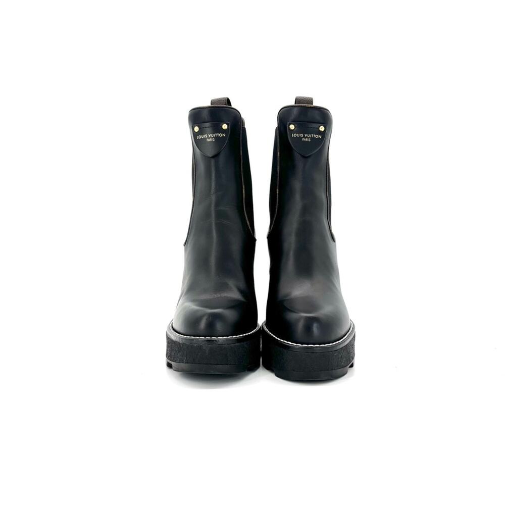 Louis Vuitton Beaubourg Chelsea LV Monogram Platform Calfskin Ankle Boots 36.5 - Picture 6 of 9